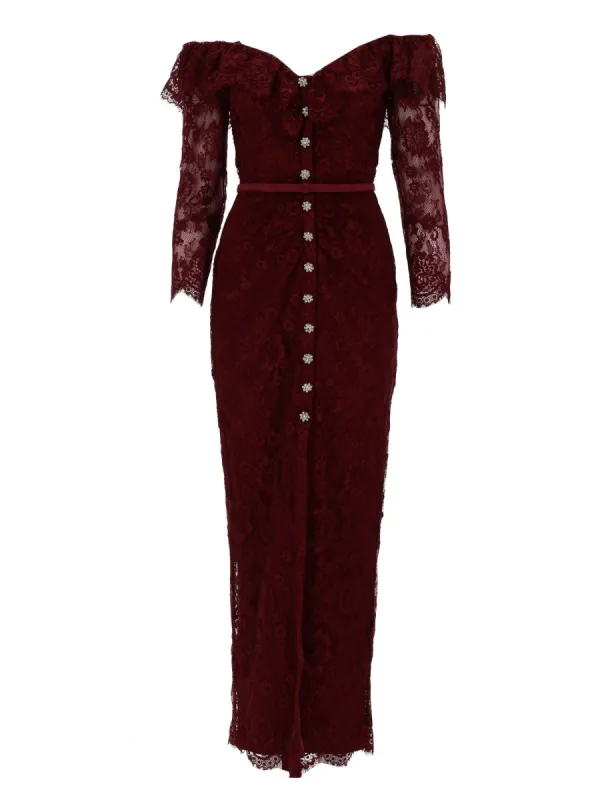 Lace Dress With Jewel Buttons sold by Wanan Luxury