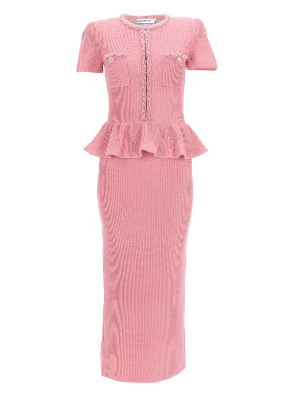 Midi Dress With Peplum And Beading made by Self-Portrait