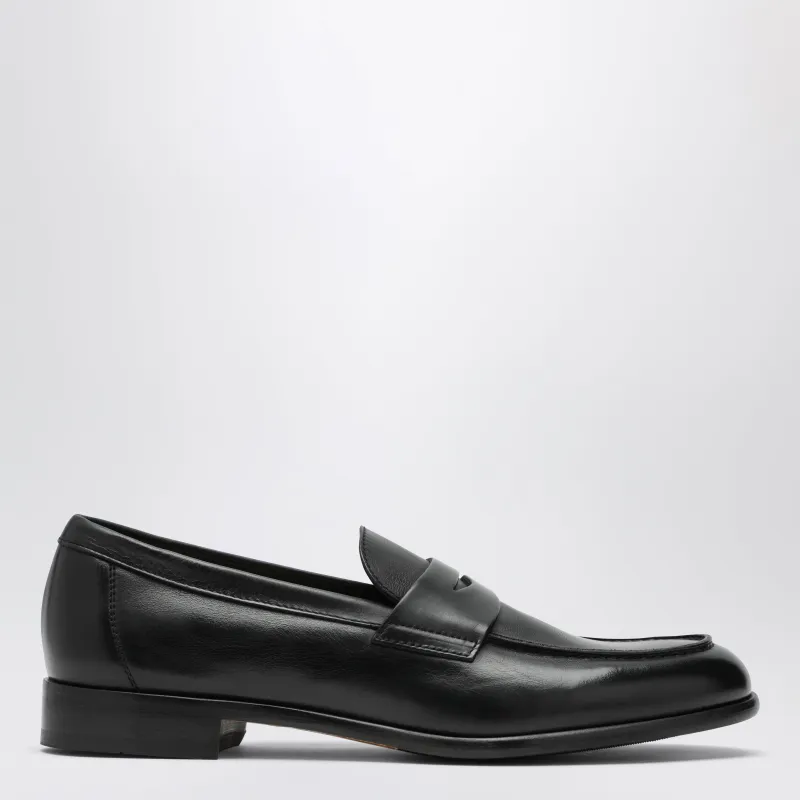 Black Penny Loafer In Leather made by Doucal's