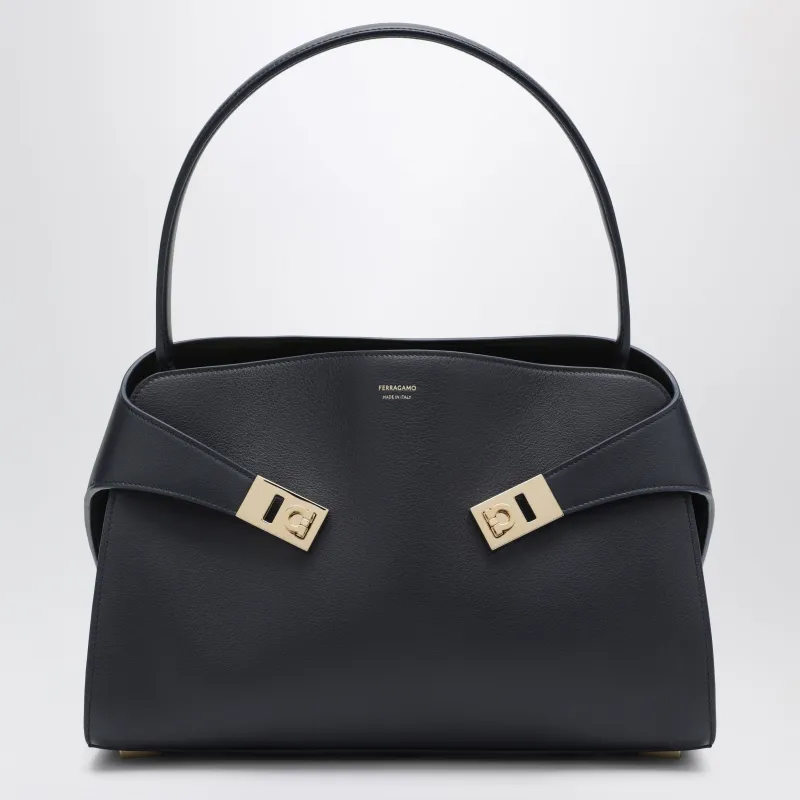 Navy Blue Hug Soft M Handbag In Leather sold by Wanan Luxury