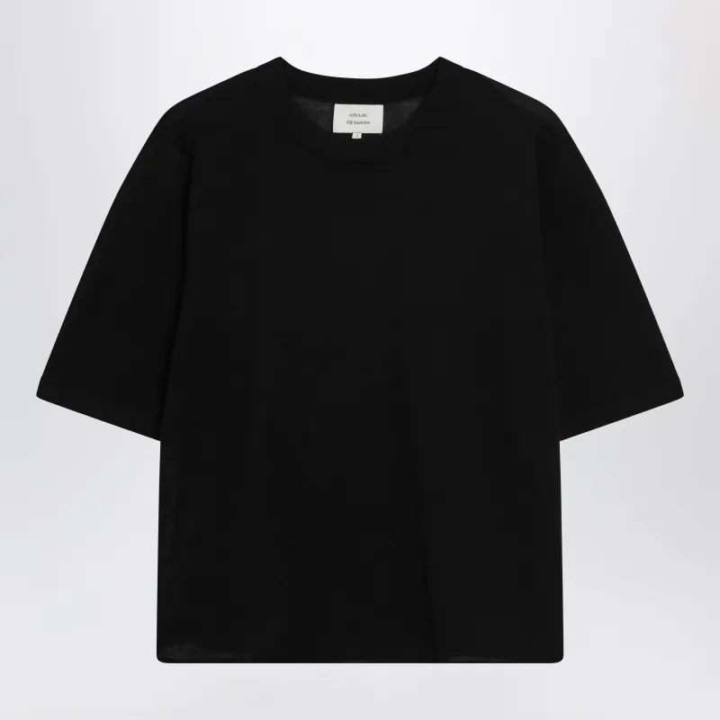 Black Nala Fluid Cashmere Top made by Loulou De Saison