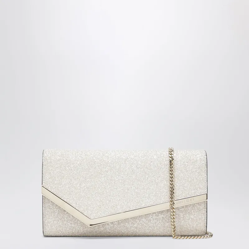 Emmie Pouch With Light Gold Micro-Glitter made by Jimmy Choo