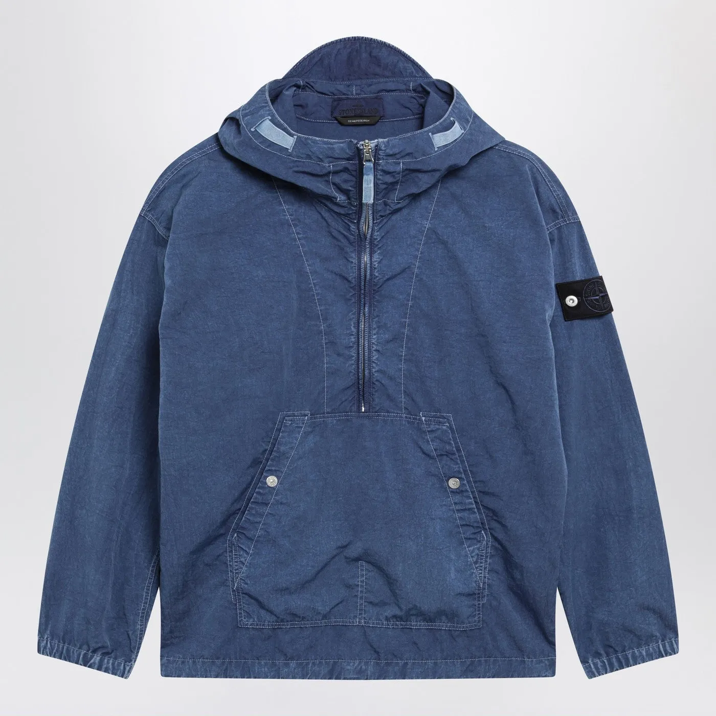 Indigo Blue Nylon Half-Zip Jacket sold by Wanan Luxury