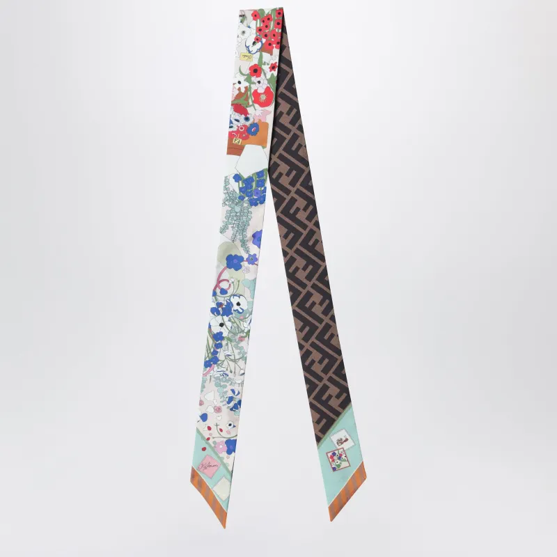 Wrappy Bandeau In Green Multicolour Silk made by Wanan Luxury