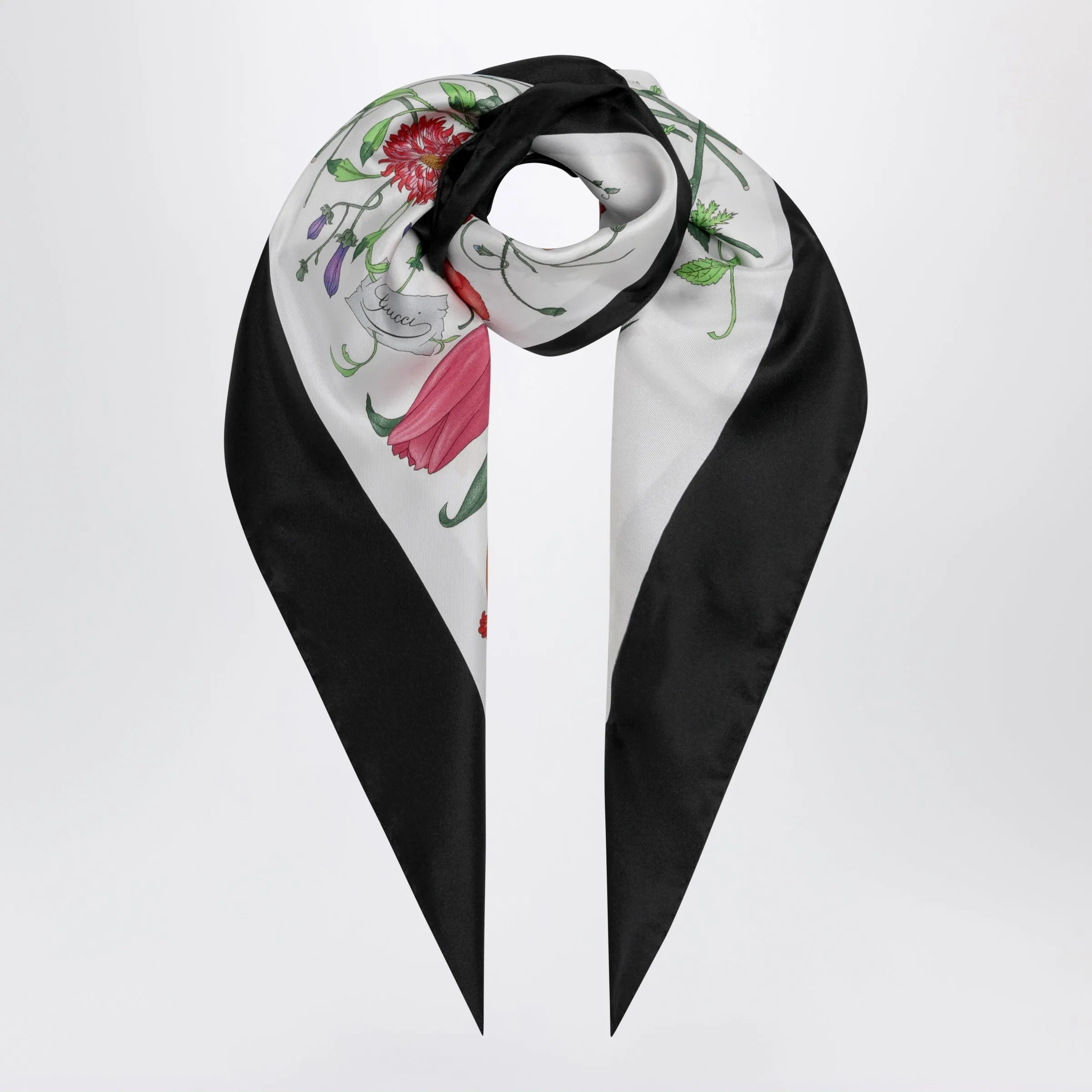 Silk Twill Scarf With Flora Print sold by Wanan Luxury