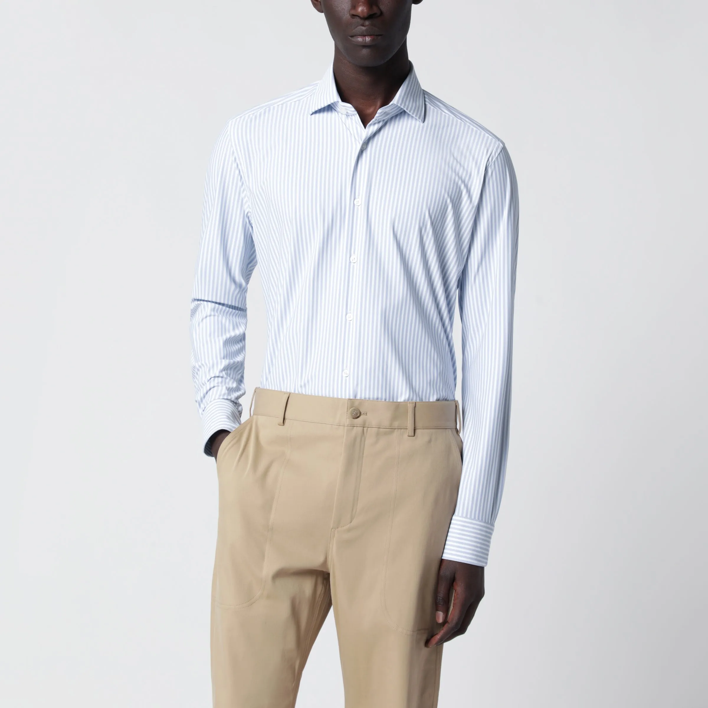 White Active Striped Tailor Fit Shirt sold by Wanan Luxury