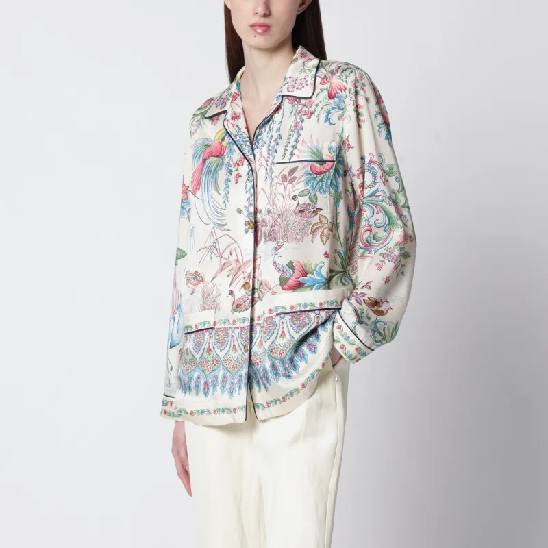Floral Print Shirt In Fluid Twill sold by Wanan Luxury