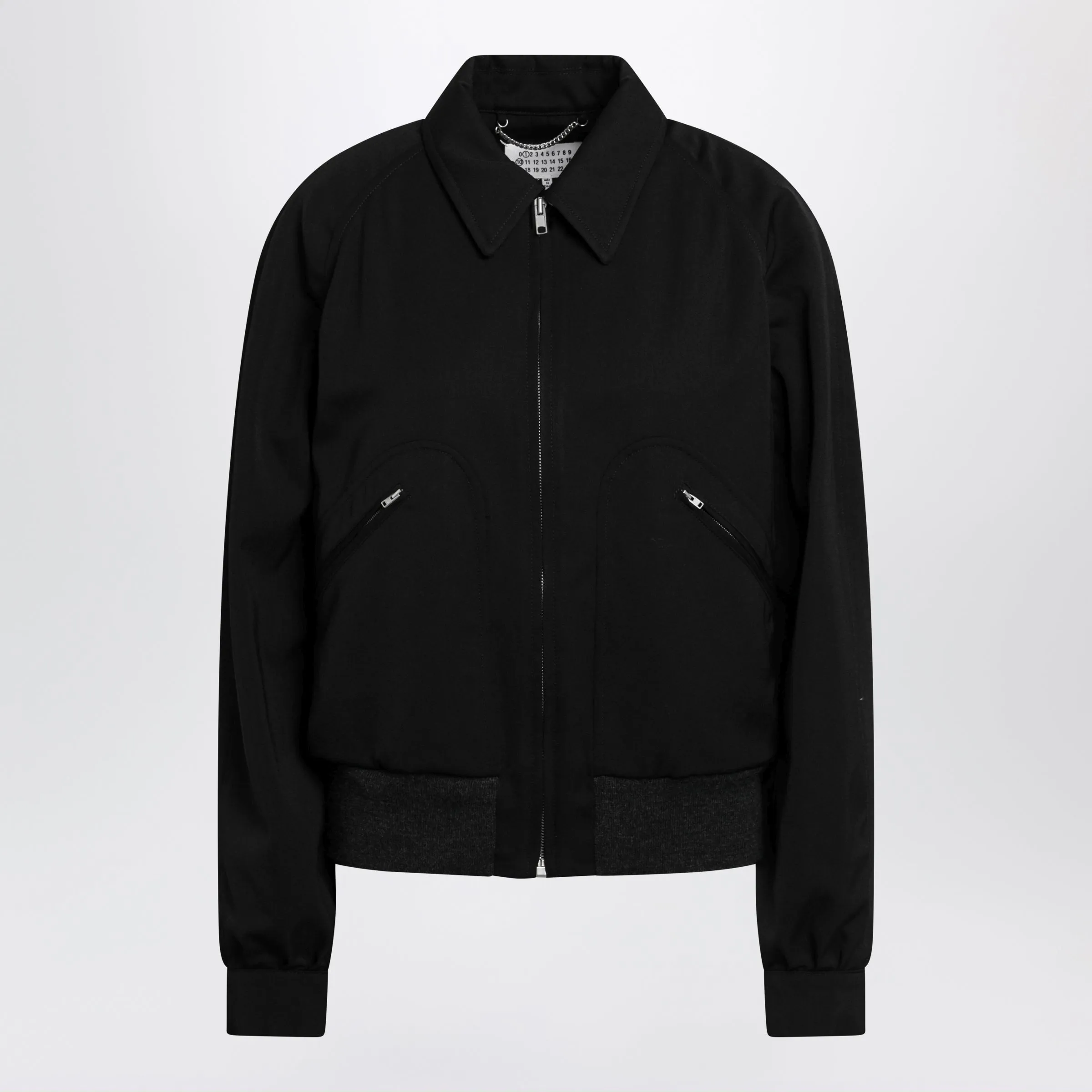 Black Zip-Up Jacket In Virgin Wool sold by Wanan Luxury