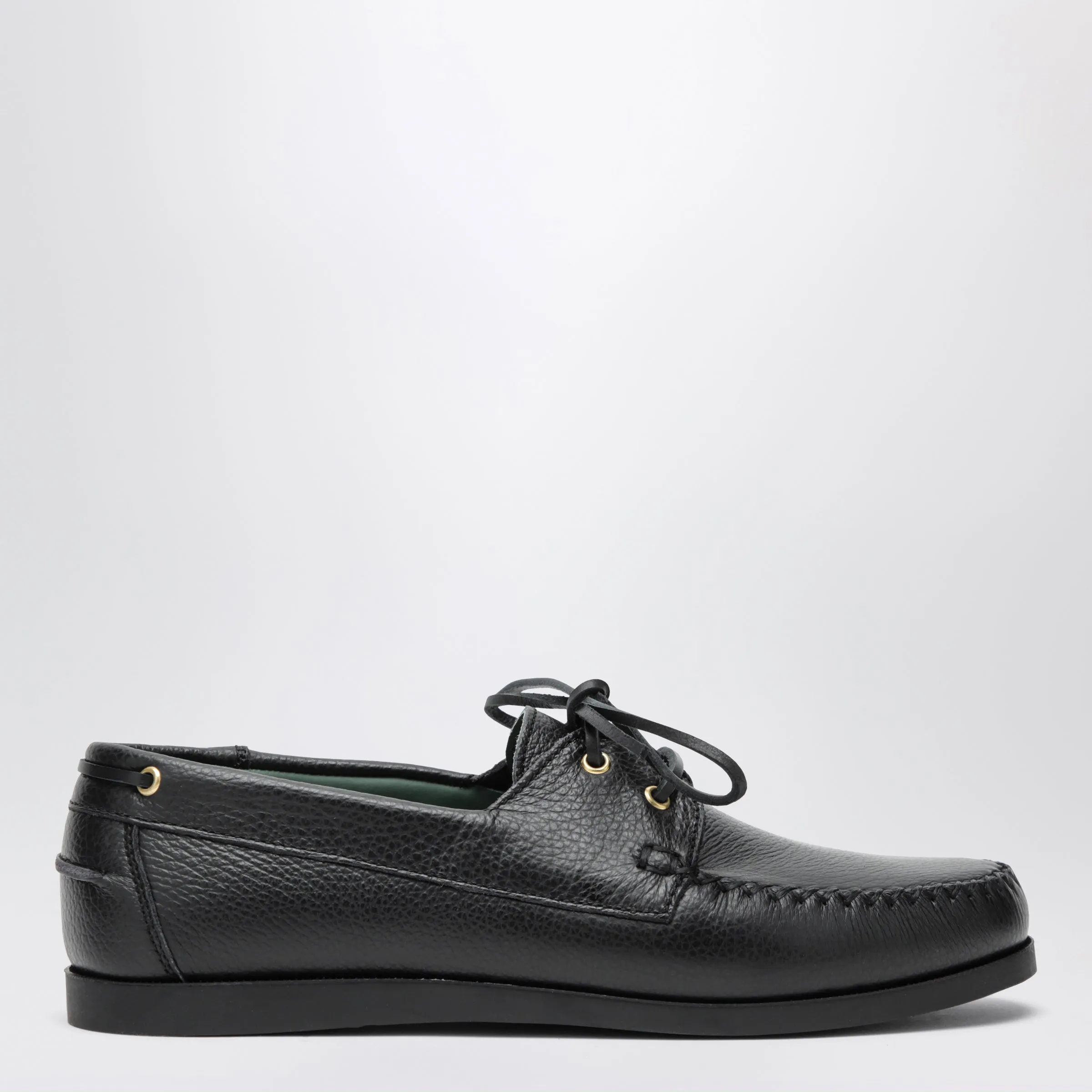 Black Boat Shoe In Leather sold by Wanan Luxury