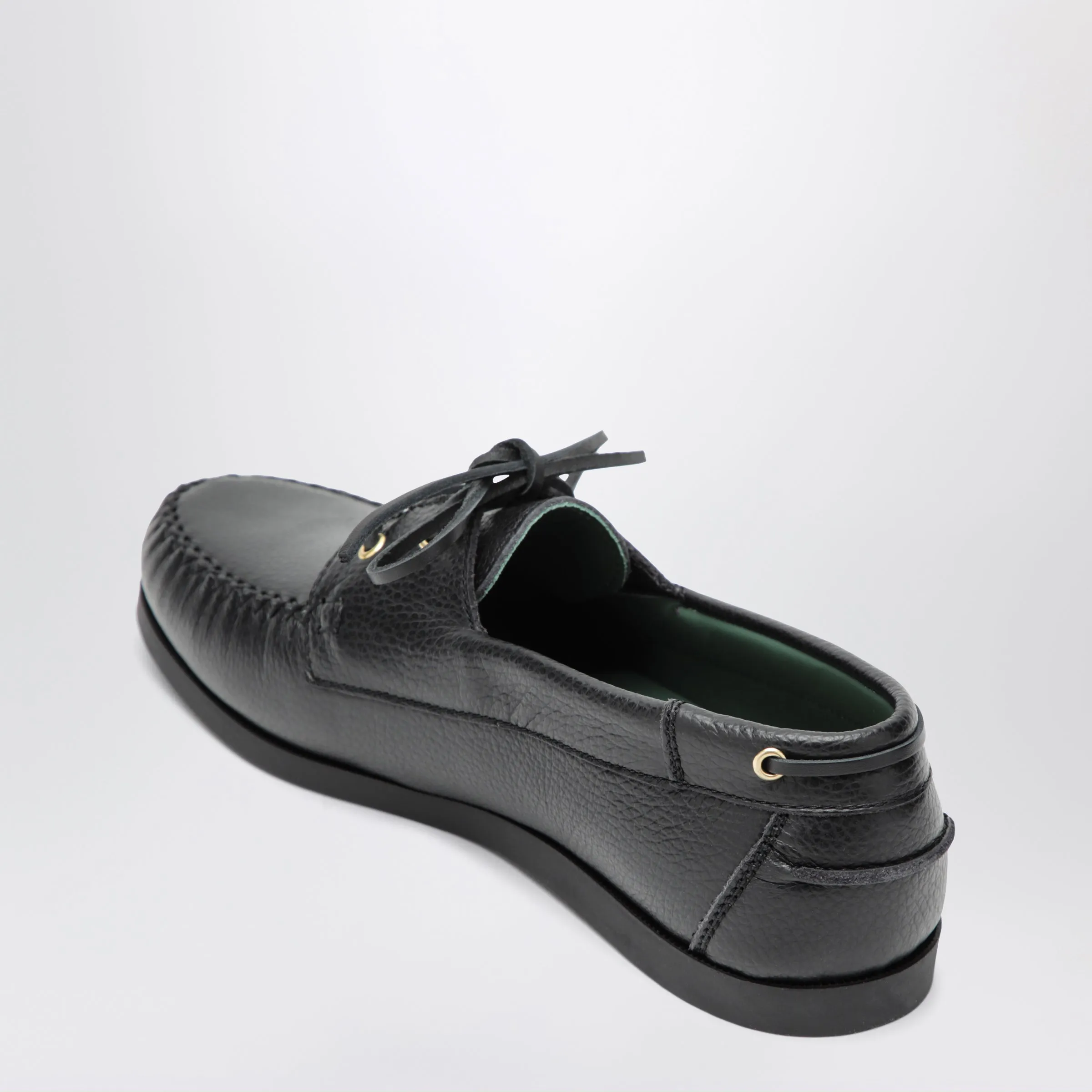 Black Boat Shoe In Leather sold by Wanan Luxury product image thumbnail 2