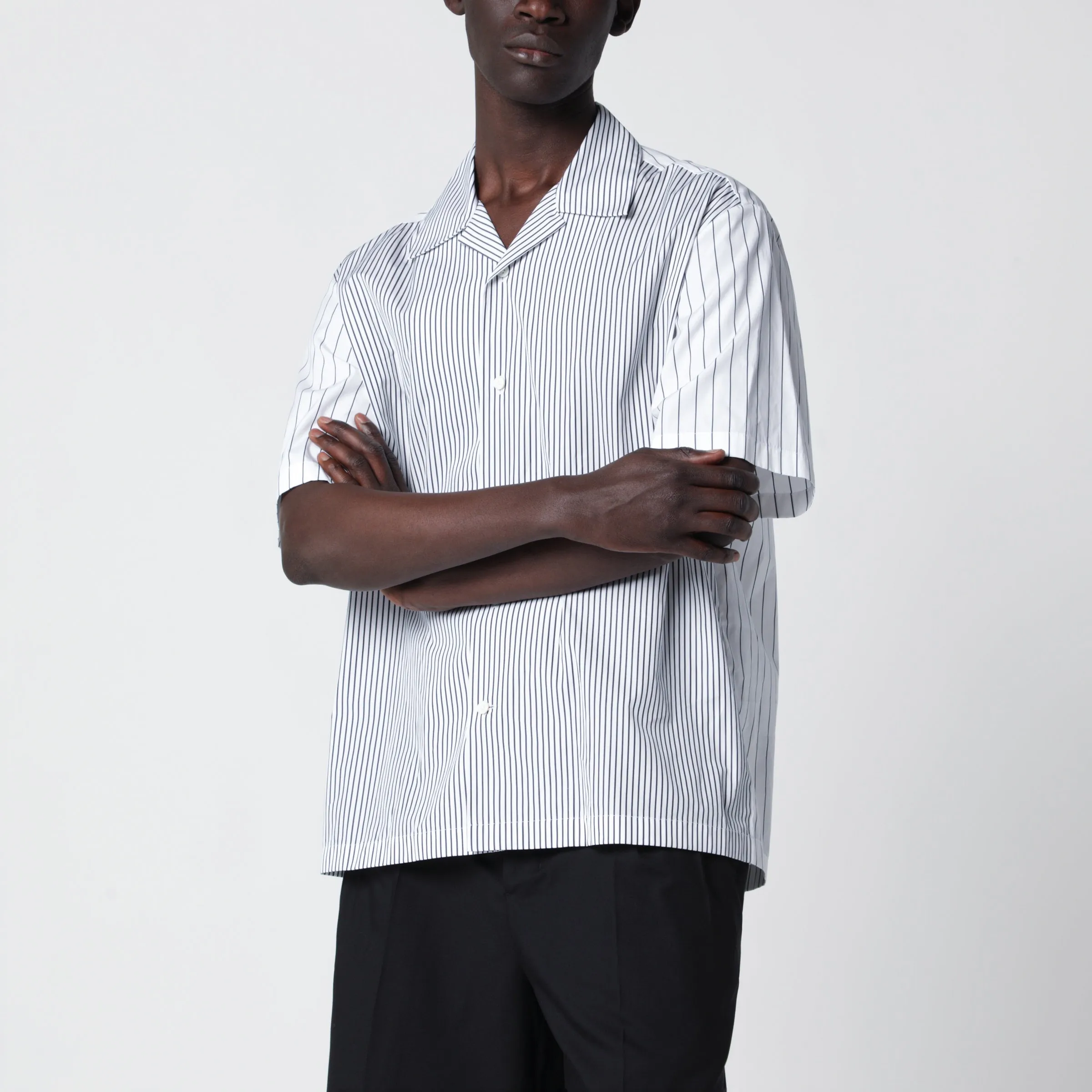 Shirt In Lightweight Striped Cotton sold by Wanan Luxury