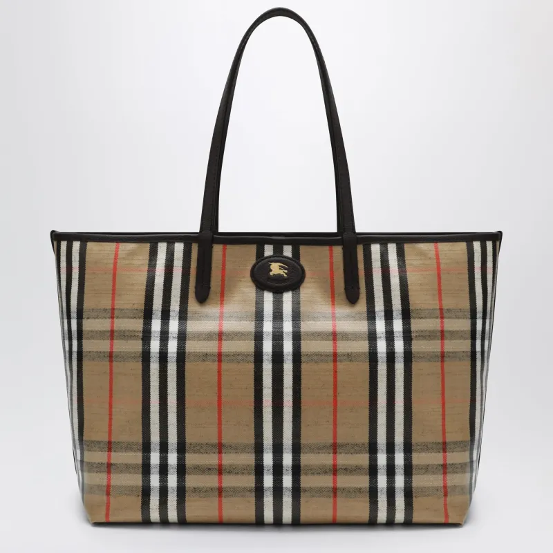 Medium Highlands Tote Bag In Check Pattern made by Burberry
