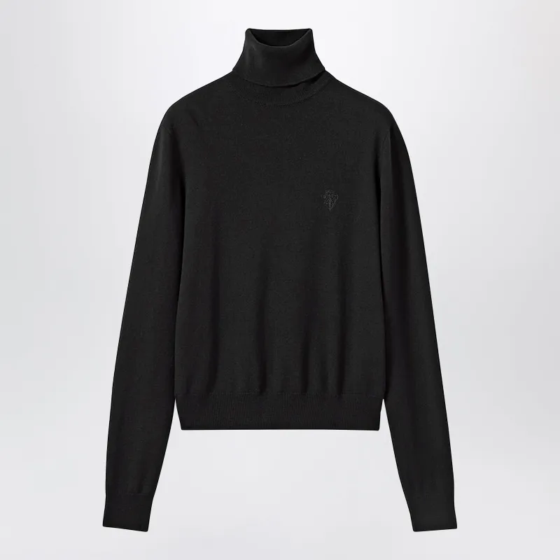 Black Wool Turtleneck With Logo Embroidery made by Gucci