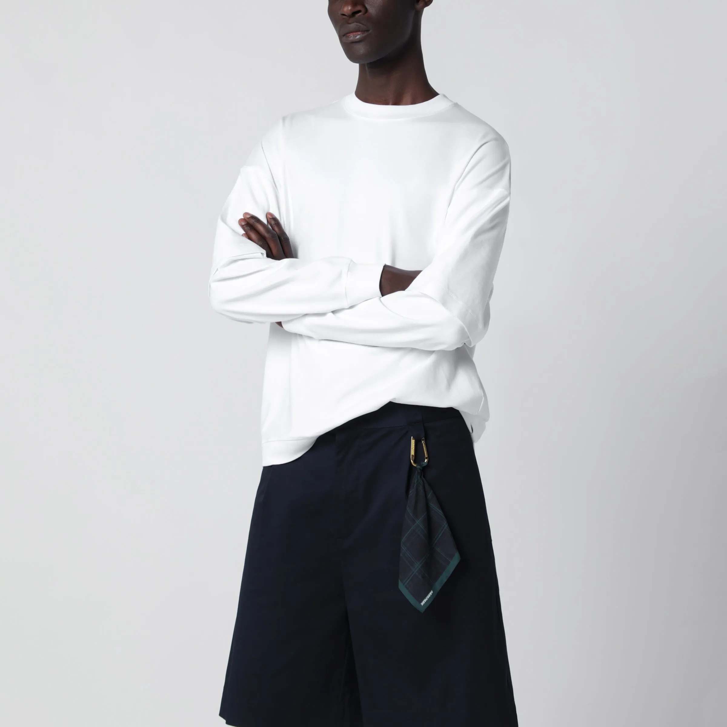 White Troy Double-Sleeve T-Shirt sold by Wanan Luxury