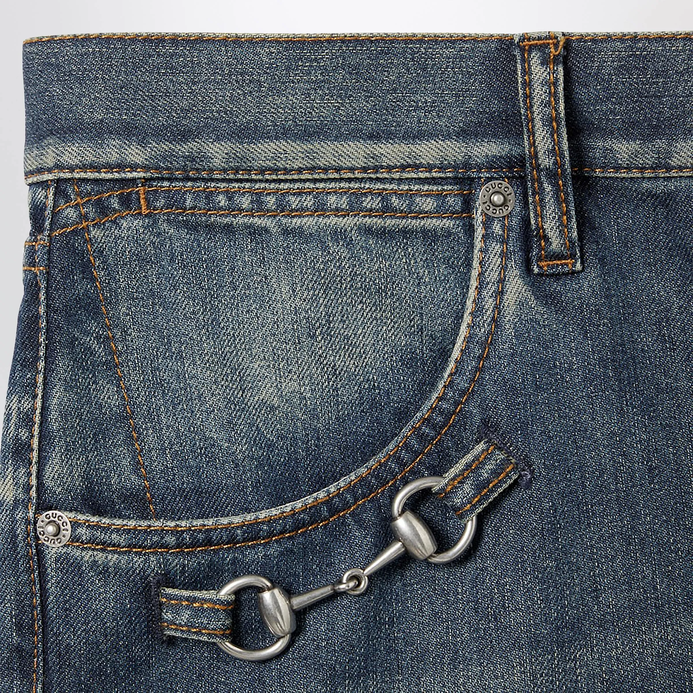 Denim Trousers With Horsebit Detail sold by Wanan Luxury product image thumbnail 2