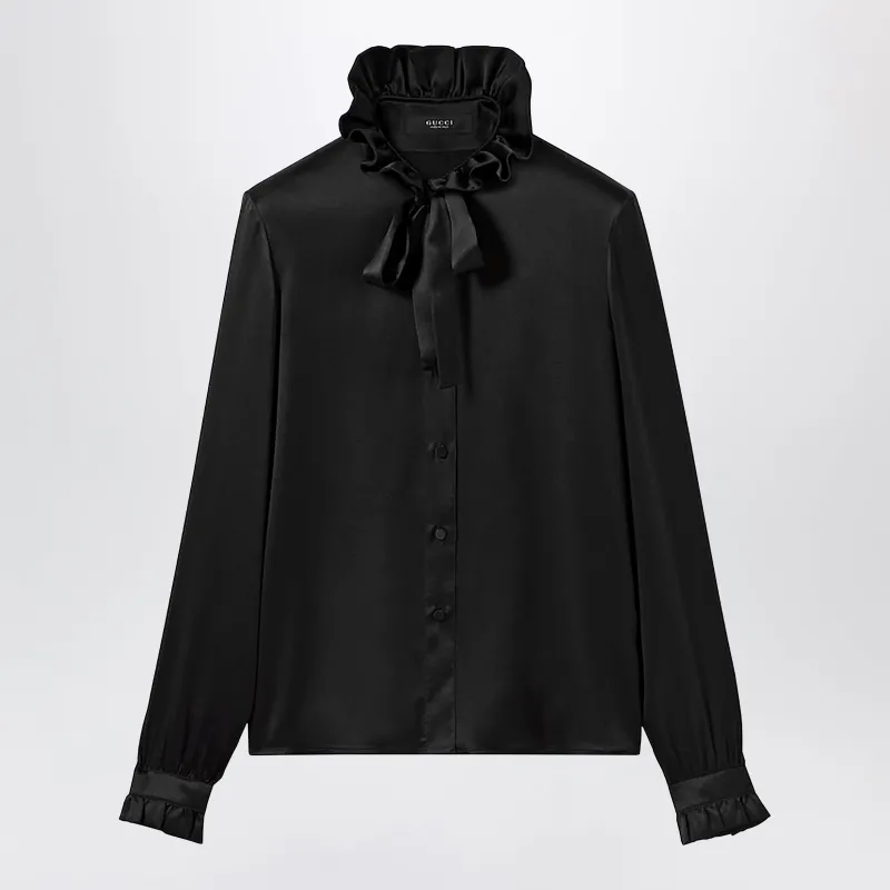 Silk Satin Shirt With A Knotted Bow made by Gucci