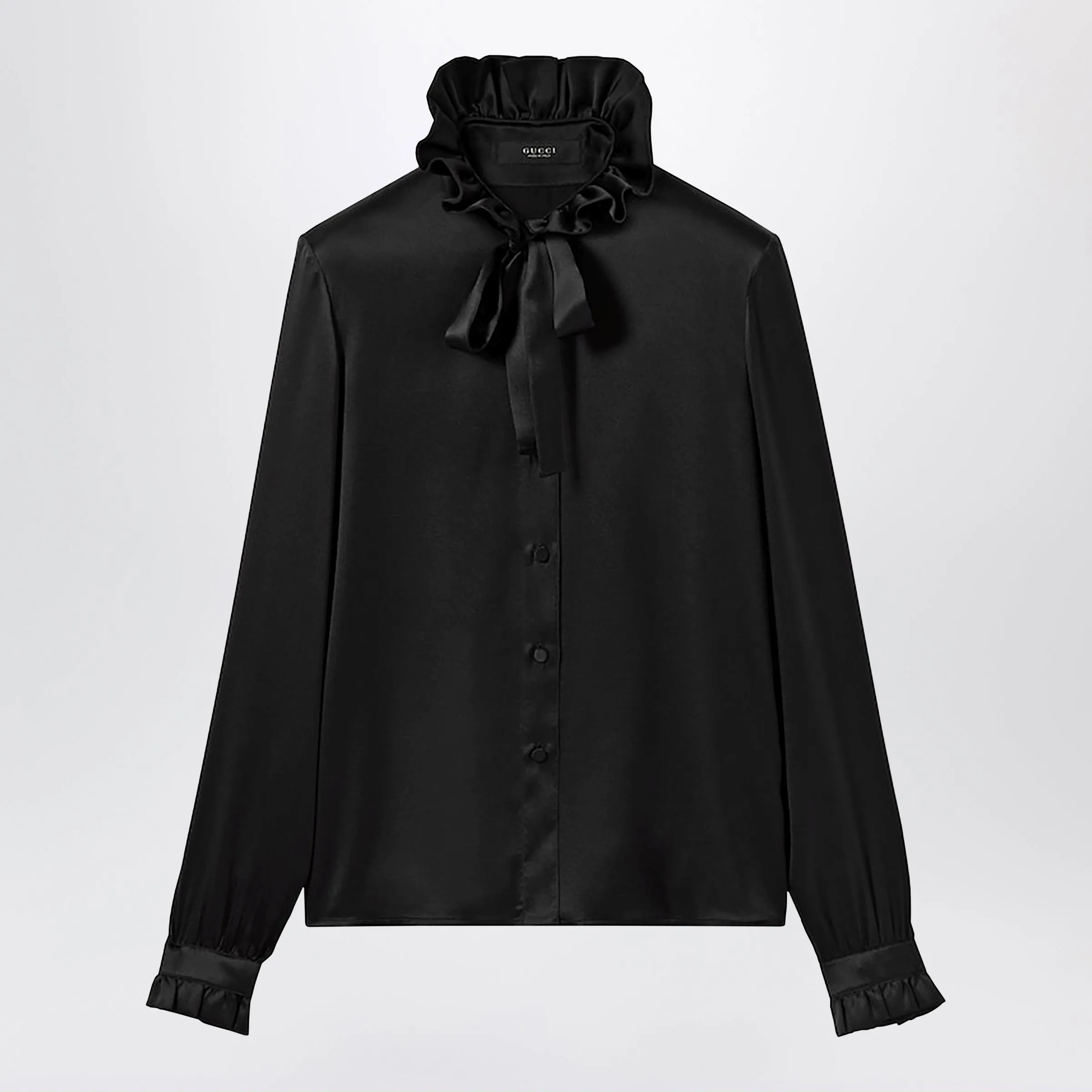 Silk Satin Shirt With A Knotted Bow sold by Wanan Luxury