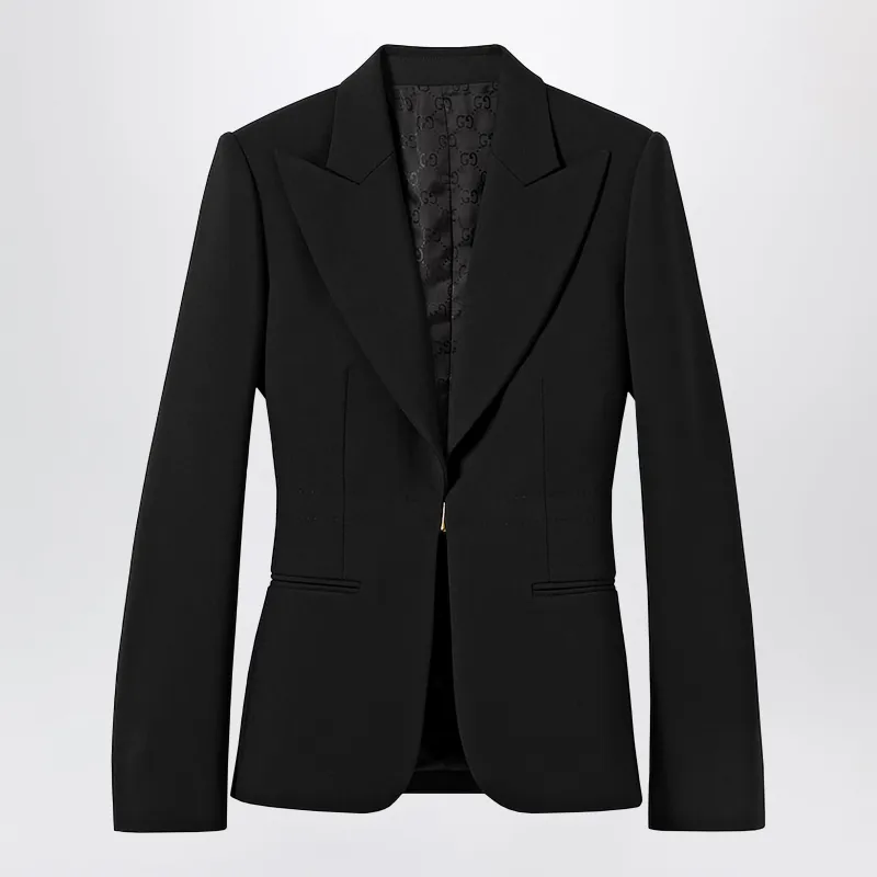 Black Stretch Wool Technical Jacket made by Gucci