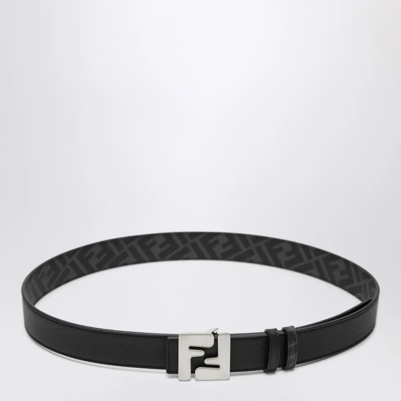 Reversible Squared Ff Belt In Black Leather made by Fendi