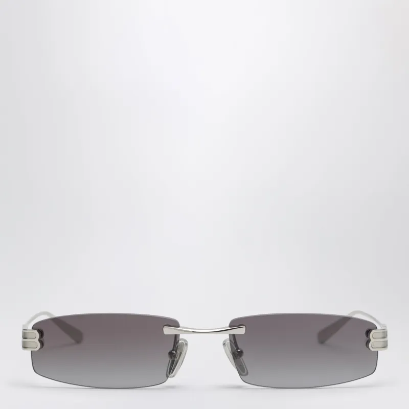 Gossip Rectangular Silver/Gradient Grey Sunglasses made by Balenciaga