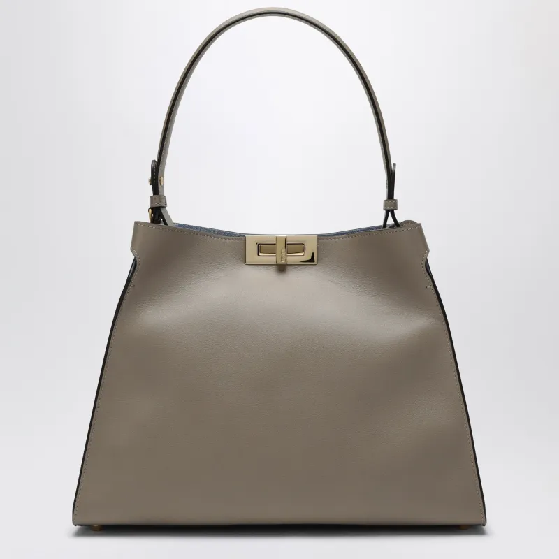 Fendi Way Medium Bag In Tortora Leather And Blue Neon Suede made by Fendi