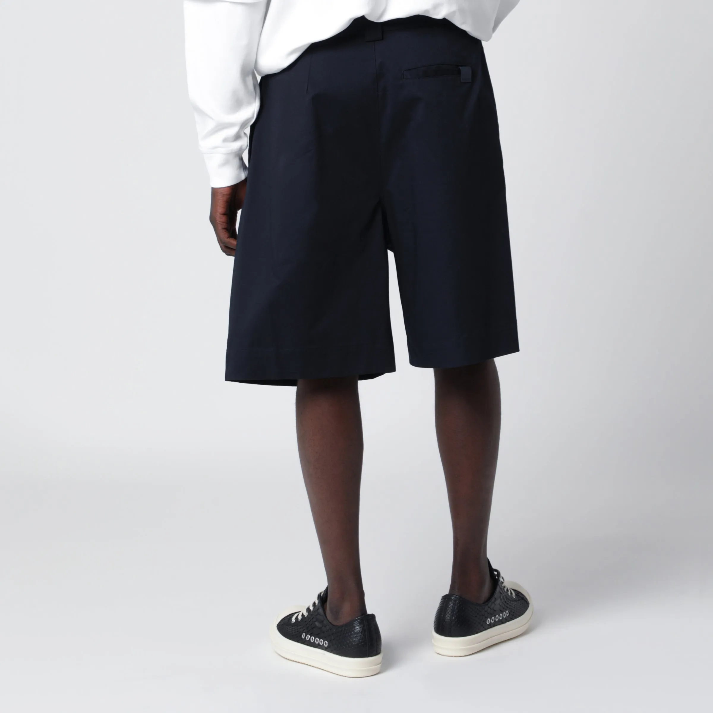 Denis Navy Blue Cotton Bermuda Shorts sold by Wanan Luxury product image thumbnail 2