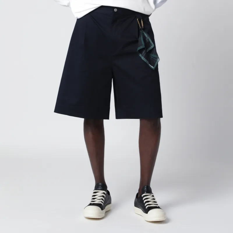 Denis Navy Blue Cotton Bermuda Shorts made by DARKPARK