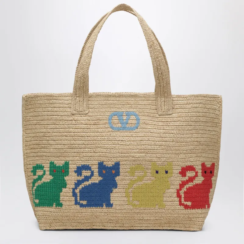 Large Raffiachat Shopping Bag In Raffia made by Valentino Garavani