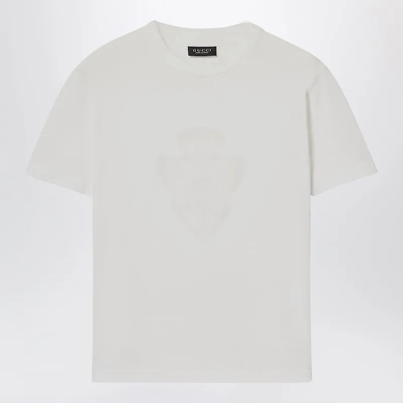 White Cotton T-Shirt With Logo Crest sold by Wanan Luxury