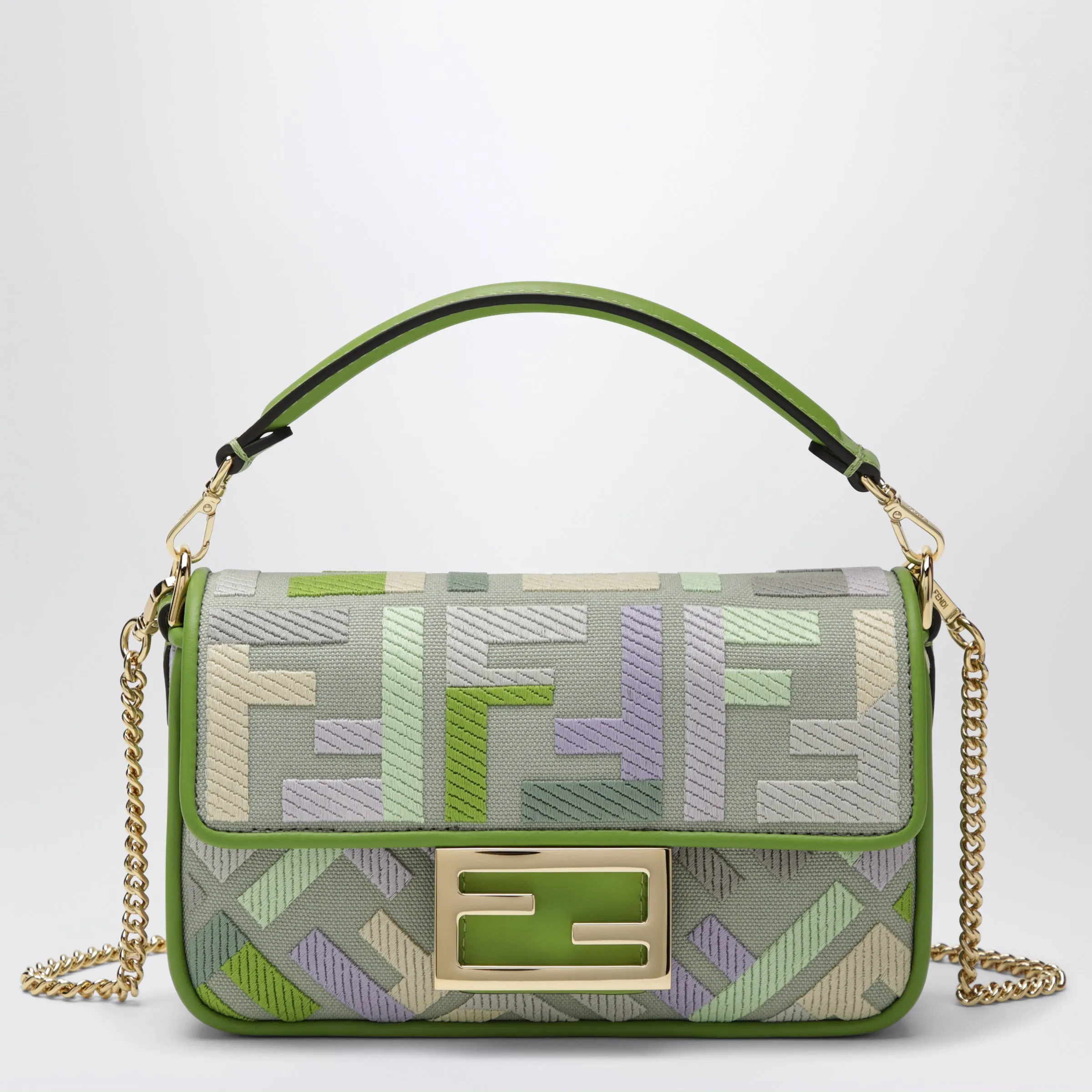 Mini Baguette Bag In Canvas With Multicoloured Ff Embroidery sold by Wanan Luxury