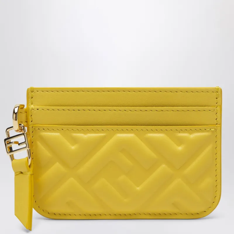 Yellow Nappa Leather Baguette Card Case With Ff Motif sold by Wanan Luxury