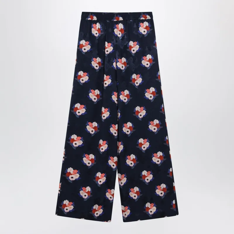 Dark Blue Silk Pyjama Trousers made by Fendi