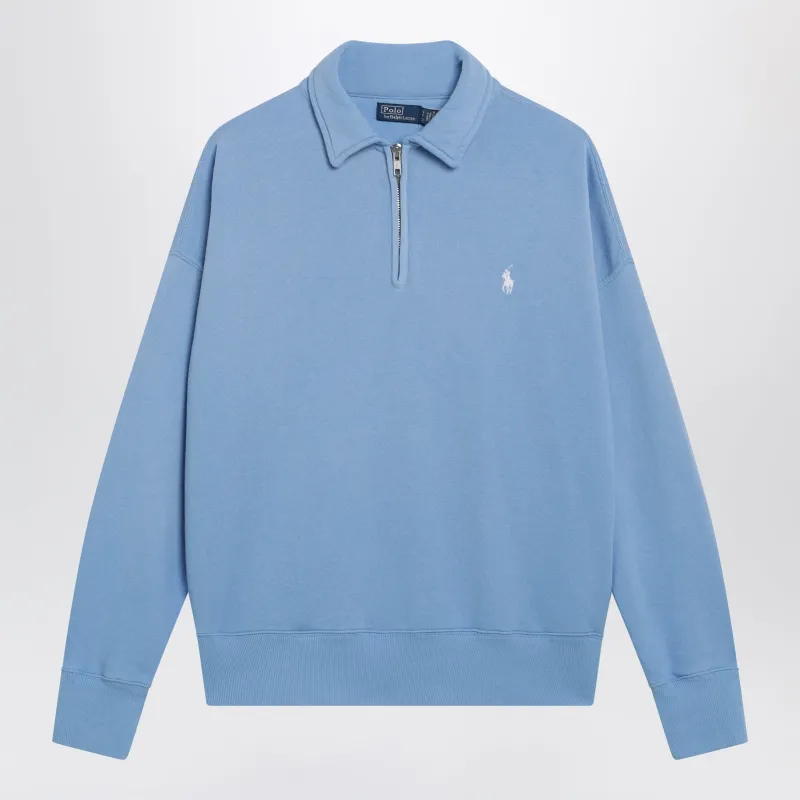 Light Blue Half-Zip Cotton Sweatshirt made by Polo by Ralph Lauren