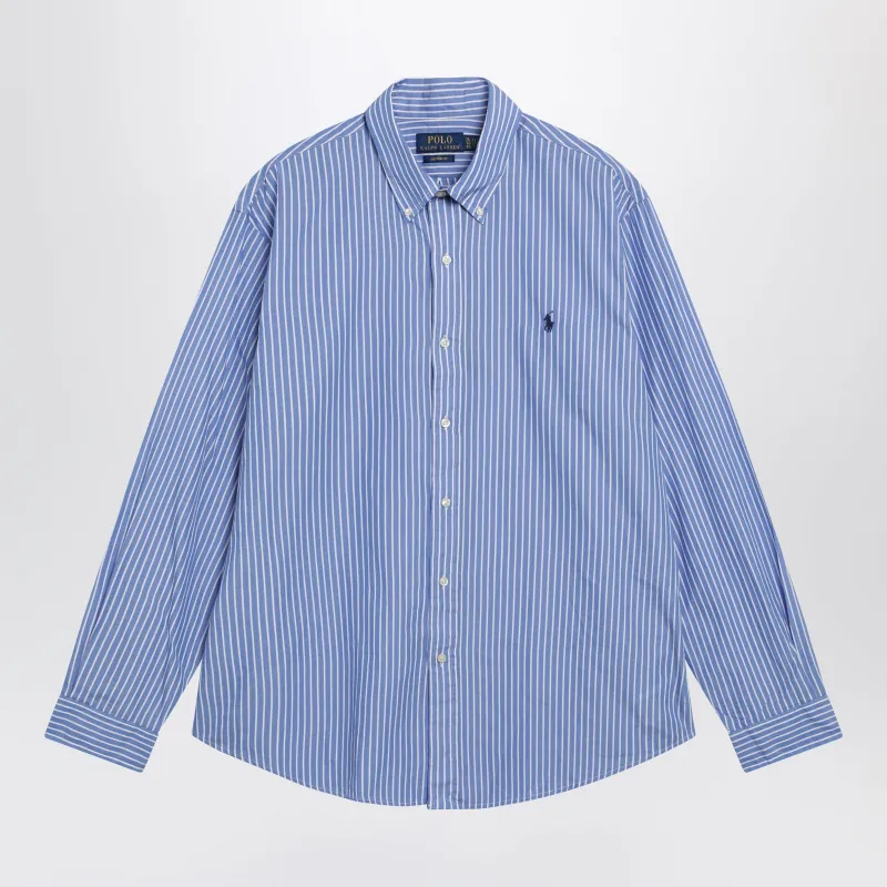 White/Blue Striped Custom-Fit Poplin Shirt made by Polo by Ralph Lauren