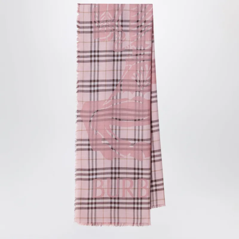 Large Pink Check Scarf With Ekd made by Burberry