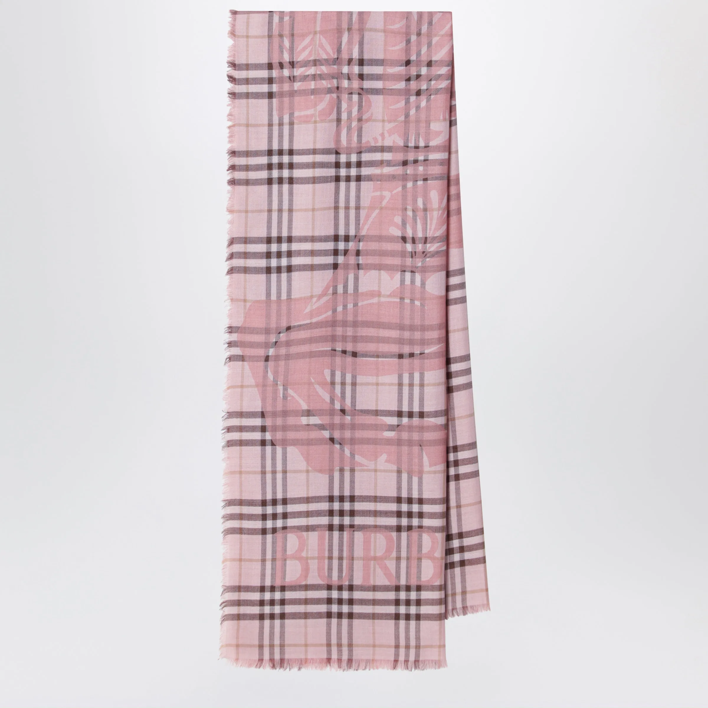 Large Pink Check Scarf With Ekd sold by Wanan Luxury