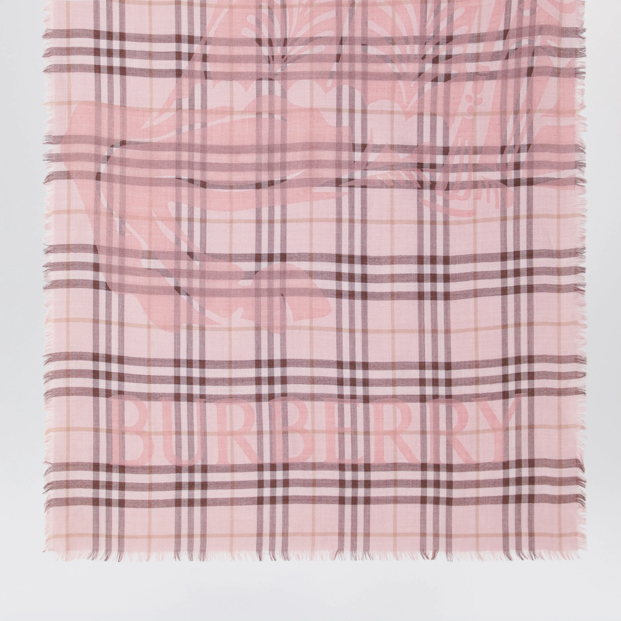 Large Pink Check Scarf With Ekd sold by Wanan Luxury product image thumbnail 2