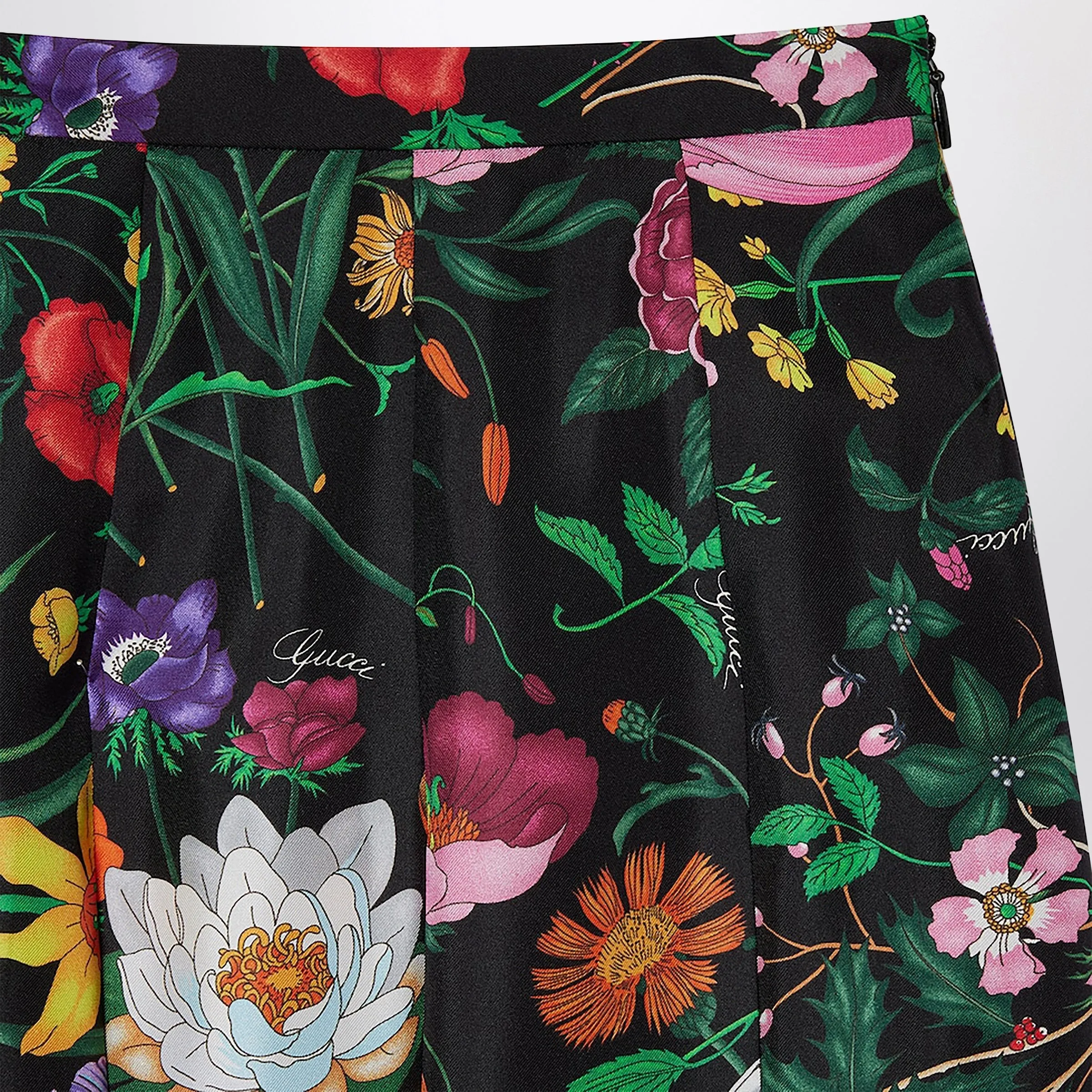 Pleated Midi Skirt In Silk Twill With Flora Print sold by Wanan Luxury product image thumbnail 2