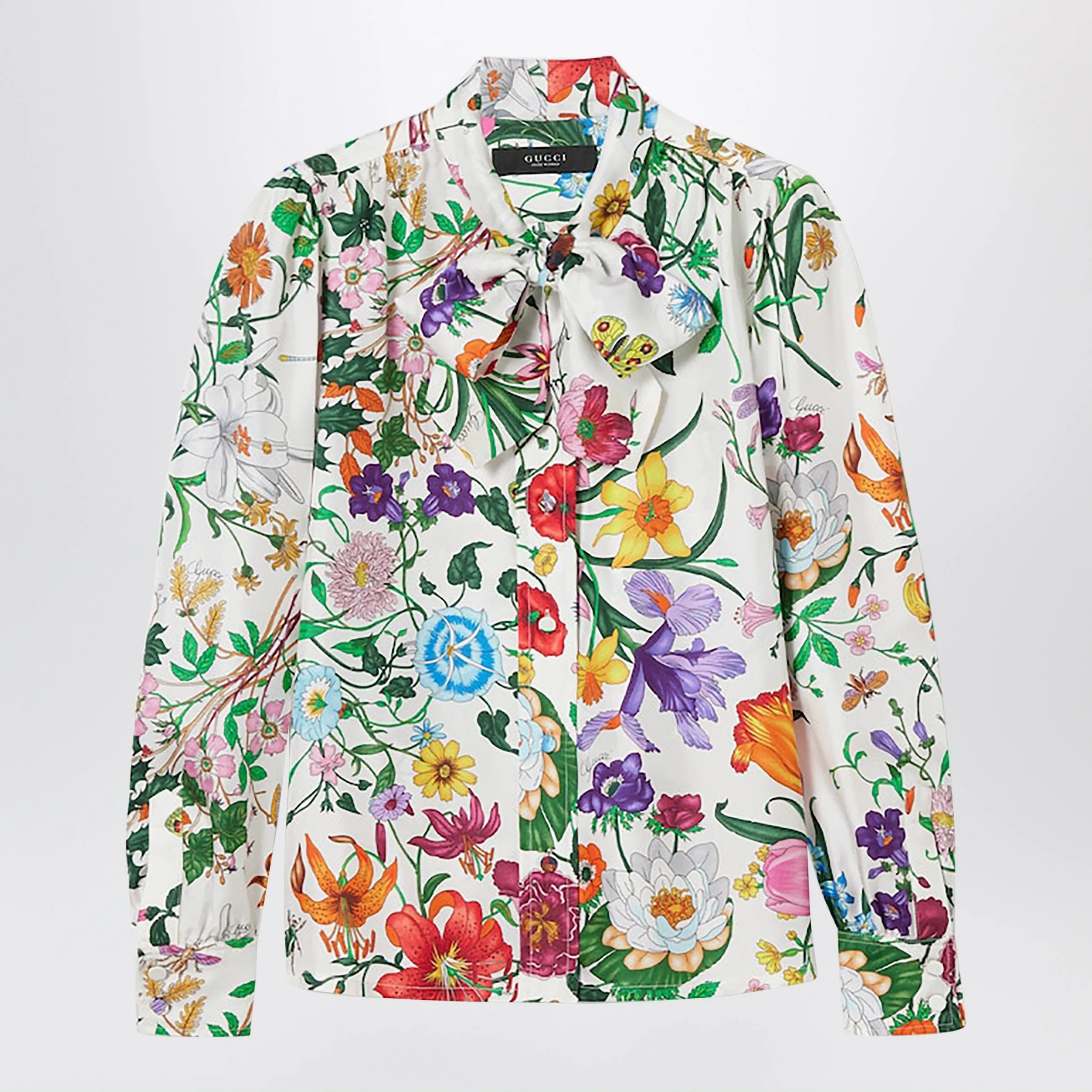 Silk Twill Shirt With Flora Print sold by Wanan Luxury