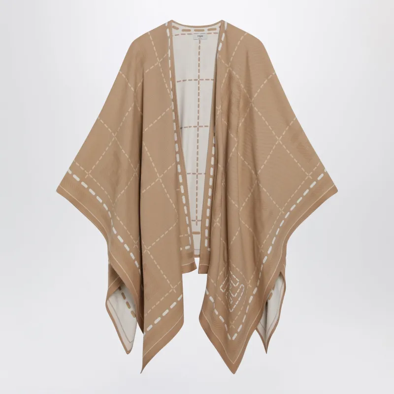 Beige Wool Poncho made by Fendi
