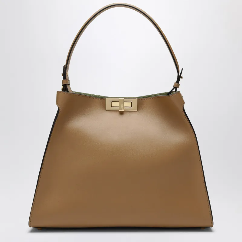 Fendi Way Medium Bag In Cappuccino Leather And Green Suede made by Fendi