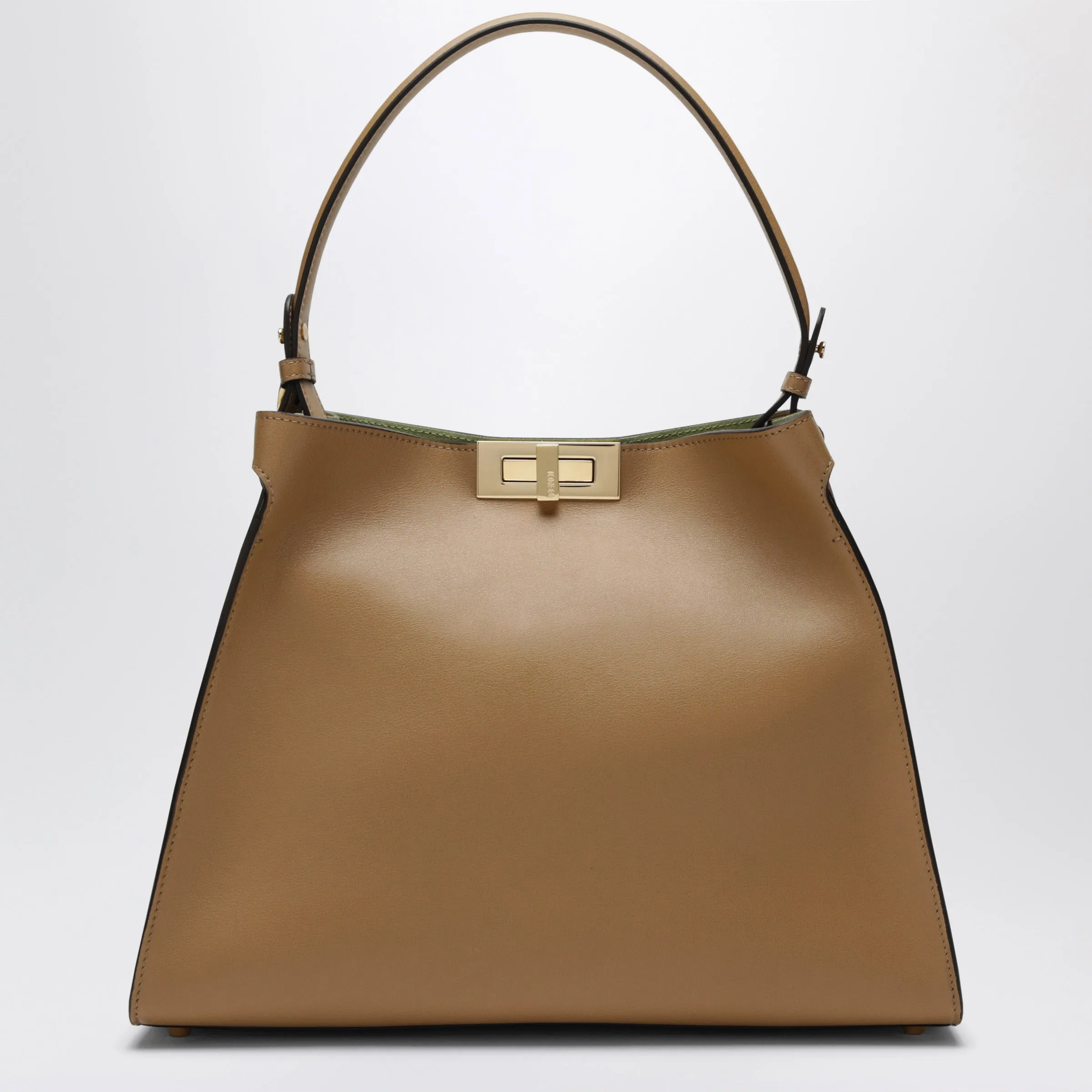Fendi Way Medium Bag In Cappuccino Leather And Green Suede sold by Wanan Luxury