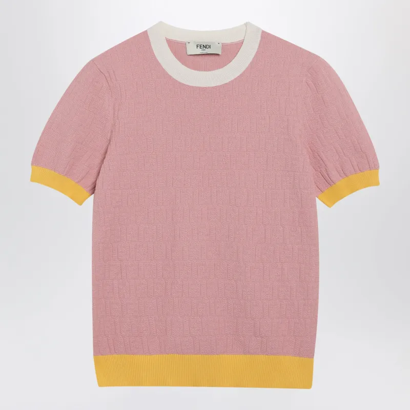 Pink Polo T-Shirt With Ff Jacquard sold by Wanan Luxury