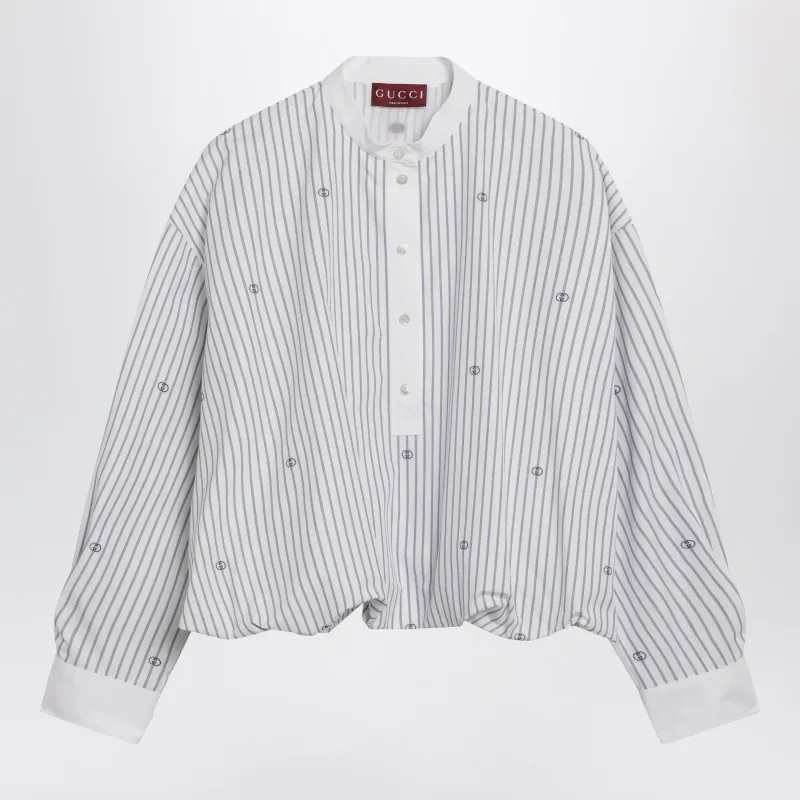 Purple Striped Cotton Blouse With Gg Embroidery made by Gucci