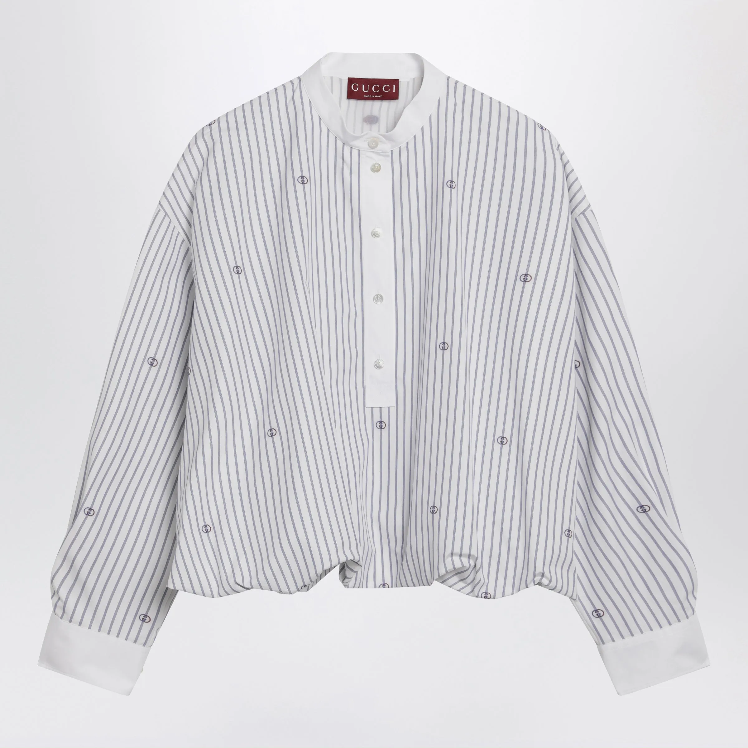 Purple Striped Cotton Blouse With Gg Embroidery sold by Wanan Luxury