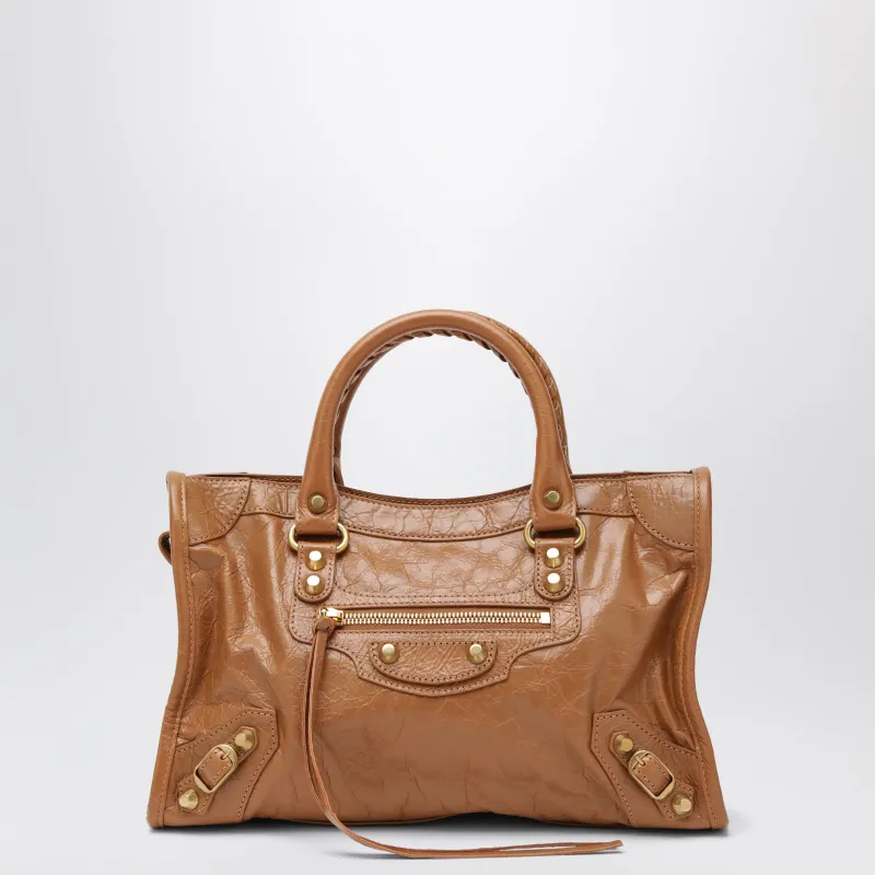 Small Beige/Antique Gold Le City Bag sold by Wanan Luxury