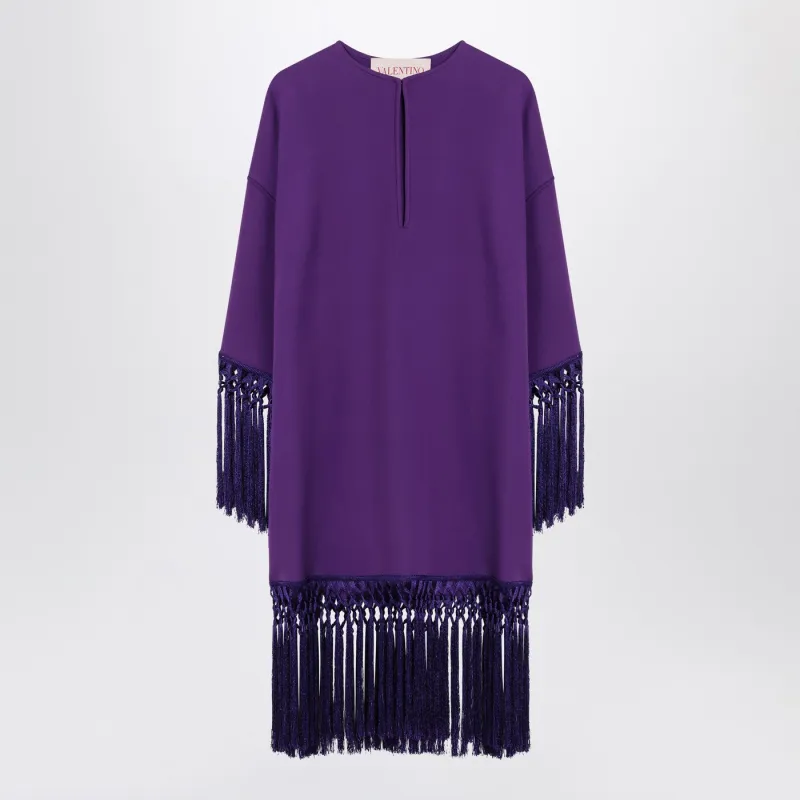 Silk Purple Dress With Fringes made by Valentino