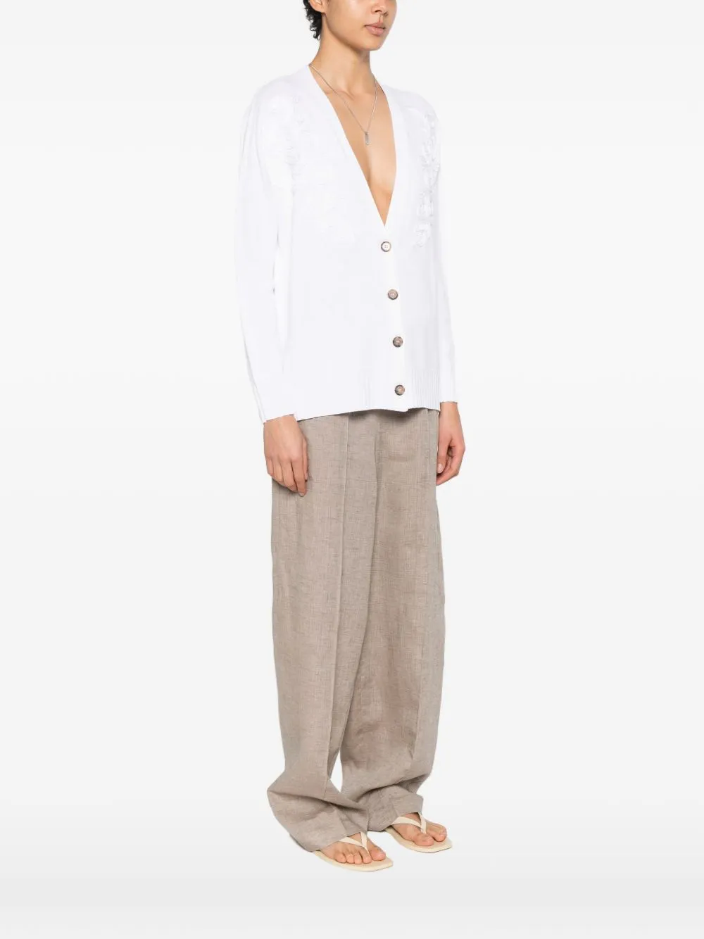 Cotton Blend V-Necked Cardigan sold by Wanan Luxury product image thumbnail 5