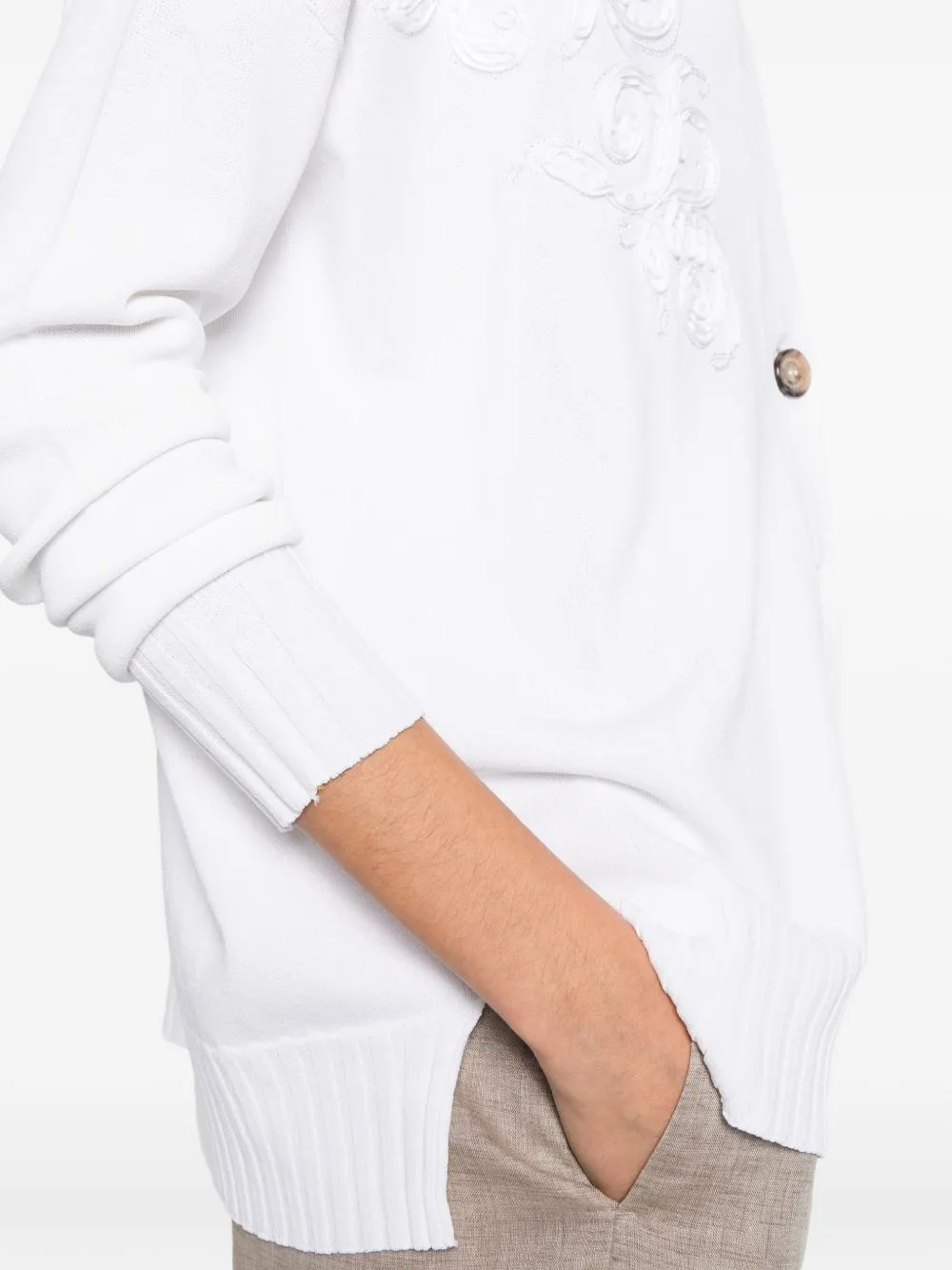 Cotton Blend V-Necked Cardigan sold by Wanan Luxury product image thumbnail 2