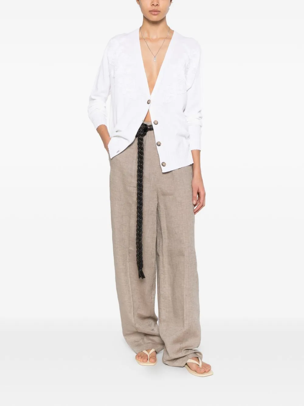 Cotton Blend V-Necked Cardigan sold by Wanan Luxury product image thumbnail 4